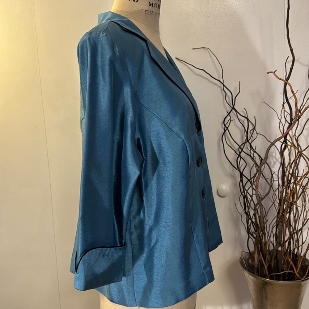 Dress barn three button blazer 3/4 sleeve in teal - Picture 5 of 6